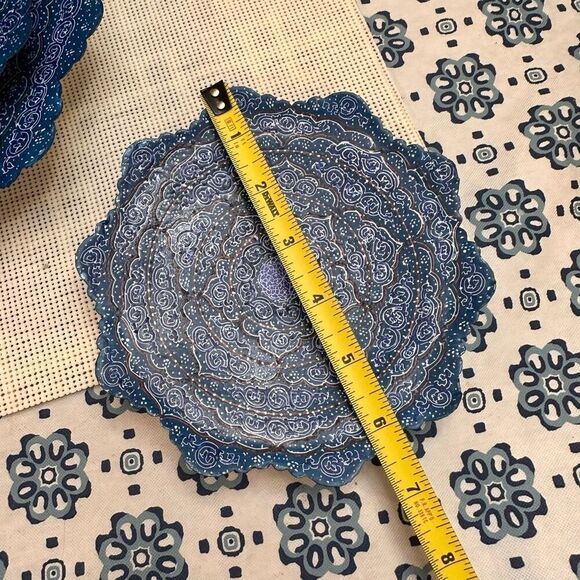 Enamel Handpainted Minakari Blue Stackable Plates Wall Decor Art Vintage 4 pc - Picture 5 of 10